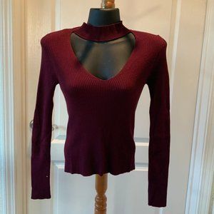 Forever 21 Mock Neck Cutout Sweater Burgundy